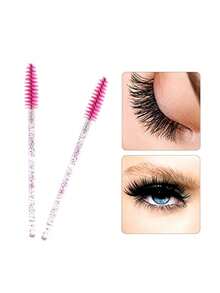 100支/20支/50支一次性睫毛刷,睫毛膏刷,睫毛刷,睫毛延长专用螺旋刷,眉刷眼影眉妆用品套装清洁亮片涂抹工具配件,眉刷,眼影刷,螺旋刷,螺旋刷,赠品 - 玫紅色 - 查看 4