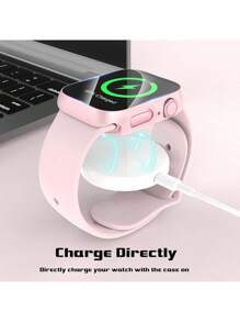 Buit In Tempered Glass Screen Protector- All Around Hard PC Protective Watch Case High Definition Ultra-Thin Cover For Apple Watch Series Ultra/SE/11/10/9/8/7/6/5/4/3/2/1, For Apple Watch Case 38/40/41/42/44/45/46/49mm, Intelligent Watch Case Accessories, Pink