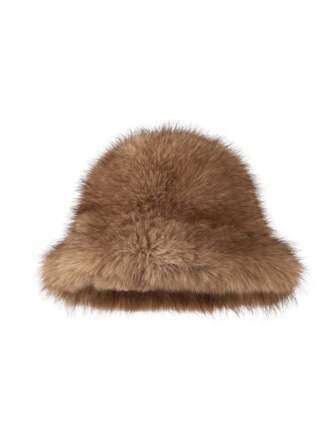 1pc Faux Fox Fur Bucket Hat, Faux Mink Fur Thick & Versatile High-End Fashion Cap