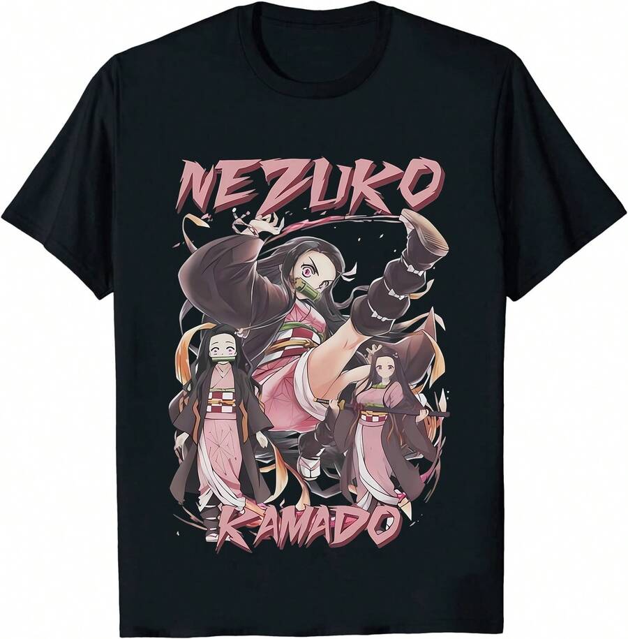 Demons Slayer Nezuko Kamado Japanese Anime T-Shirt For Men Women Harajuku Cartoon Graphic Print Casual Streetwear Tops Camisas Original Design Oversized Black Tee Cotton Clothing