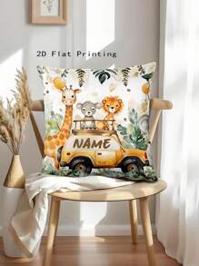 1pc Personalized Pillow Case With Cute Animal Design, Customizable Name, Gift For Kids, Children, Grandkids Birthday Party, Home Decor For Bedroom, Living Room, Study, Single-Sided Printed Pillowcase,Washable,Lightweight,Breathable, Funny,Cute,Love,Soft,Comfortable,Custom,Unique,Personalized,Ideal Gifts For Him,Ideal Gifts For Her,Ideal Gifts For Boyfriend,Ideal Gifts For Girlfriend,Ideal Gifts For Dad,Ideal Gifts For Mom,Ideal Gifts For Friends,Ideal Gifts For Family,Him,Her,Boyfriend,Girlfriend,Dad,Family,Mom,Friends,For Anniversaries,For Graduation,For Housewarming,For Weddings,For Birthdays,Car,Sofa,Tea Room,Living Room