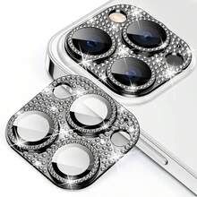 1片钻石一体式镜头保护膜，钢化玻璃材质，防刮耐磨，银色钻石金属保护圈，适用于 11/12/13/14 Pro Max/15 Pro Max/16/16 Plus/16 Pro/16 Max系列 - 黑色 - 查看 6