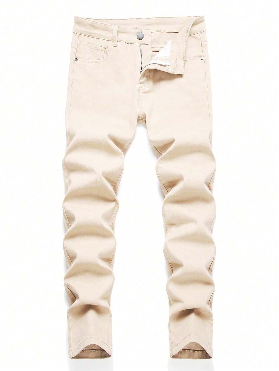 Jeans pitillo con bolsillo para niño preadolescente - Beis - Ver 1