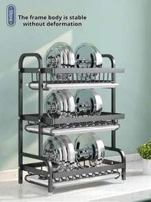 1pc Kitchen Rack Dish Drainer Rack, Thick & Sturdy Multi-Layer Tableware Storage Rack, Multifunctional Bowl & Cutlery Holder, Countertop Bowl Cabinet, 2-Tier 3-Tier Bowl & Plate Organizer