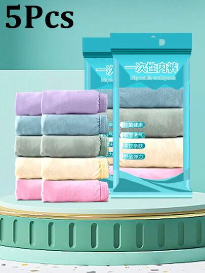 5 Stück/Packung Einweg-Unterwäsche für Schwangere im Wochenbett, sterile Unterwäsche für Reisen und Geschäft, Einweg-Shorts für Outdoor, Damen-Einweg-Höschen, Damen-Reise-Unterwäsche, Menstruations- und Wochenbett-Produkte - Reisezubehör (Zufallsfarbe)