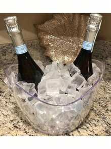 2/3 件装亚克力酒桶带冰勺套装，透明冰桶，户外野餐冰桶，香槟，啤酒便携式水果储物篮，适用于酒吧、厨房、晚宴，户外、露营、鸡尾酒吧配件，适合香槟或啤酒瓶 - 無色 - 查看 7