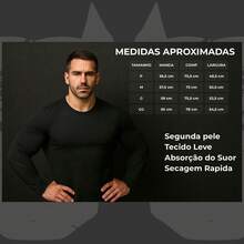 Black Thermal T-Shirt Long Sleeve Second Skin UV Protection 50 Grêmio - 寶藍色 - 查看 5