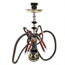 1pc Stainless Steel Hookah Set, Large Single/Double Hose Shisha Pipe For Home Bar Use - one-size - View 12