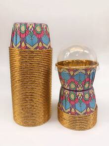 Cakegiugiu Set , 25/50/100 Bohemian Style Cupcakes With Lids, Disposable Muffin Cups With Lids, Heat Resistant Baking Cups,Glossy Cupcake Liners, Muffin Molds, Baking Tools, Curled Edge Cake Cups,Cake Holder, Perfect For Wedding And Birthday Parties - Multicolor - View 24