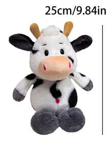 1 pieza Muñeco de peluche de 25cm/9.84in de vaca y lechón de granja, muñeco de peluche lindo de vaca de dibujos animados, muñeco de peluche elegante de cerdo jabalí salvaje, muñeco de peluche suave de confort animal, regalo de decoración del hogar
