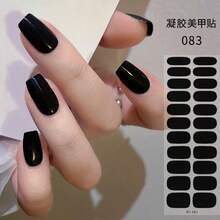 22/44/66/88片装免烤灯软胶美甲贴纸，简约纯色美甲按压式贴纸，哥特风闪粉全覆盖美甲贴纸，多种尺寸可选，黑色、白色、红色、圣诞节、万圣节、深绿色、粉色、黄色、香槟金等多种颜色。 - 彩色 - 查看 32