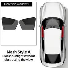 1/2/4PCS Premium Car Sunshade: 100% UV Blocking For A Cool Interior - Black - View 12