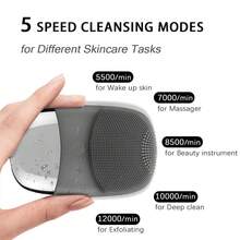 3-Color Optional 3-In-1 Electric Cleaning Brush, USB Charging Silicone Massage, Blackhead And Keratin Removal Home Beauty Device - 灰色 - 查看 5
