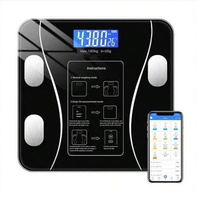 Smart Scale With LED Display, Suitable For Multiple Users, 12 Essential Measurement Functions, Automatic Calibration, Family Gift