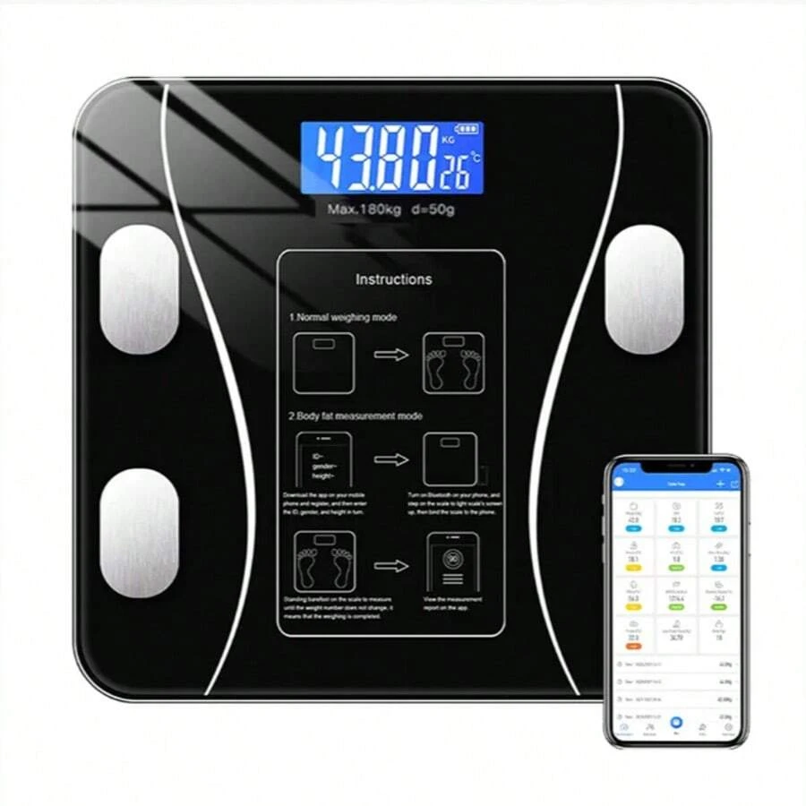 Smart Scale With LED Display, Suitable For Multiple Users, 12 Essential Measurement Functions, Automatic Calibration, Family Gift