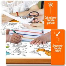 Rollo de dibujo de lienzo de animales de 90cm para niños, rollo de papel para colorear, relleno de Color, Graffiti, pintura cortada en papel, escuela educativa - Un juego de 3 piezas - Ver 5