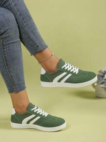 Tênis Casuais Slip-On com Cadarço Femininos, Tênis Esportivos Versáteis, Adequados para Primavera e Outono, Calçados de Exercício para Estudantes