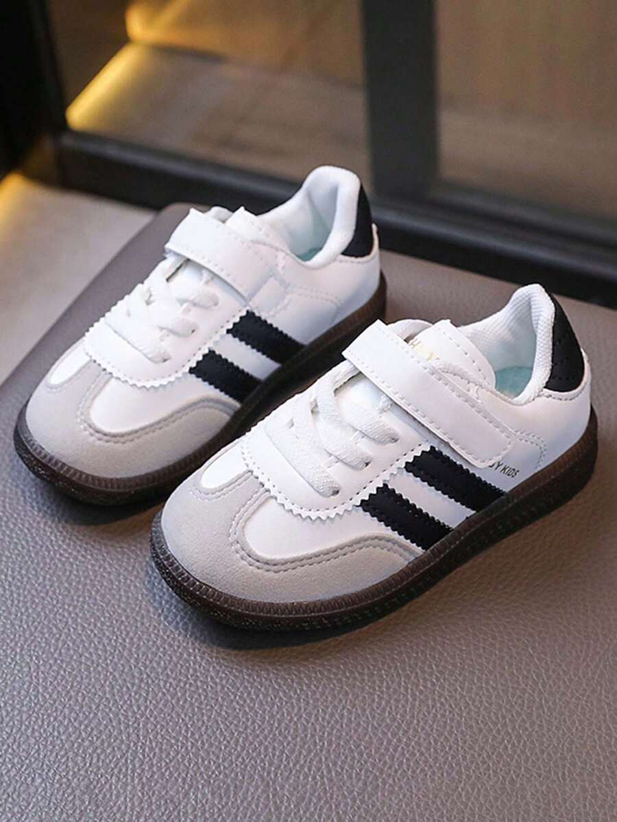 1 par de zapatos deportivos populares para niños, zapatillas casuales versátiles antideslizantes de moda para niños y niñas pequeños, para primavera/otoño - Blanco - Ver 1