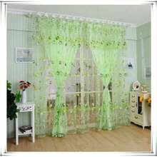 1 unidad de cortinas de tul modernas y elegantes para sala de estar, dormitorio, cocina, cortinas transparentes de hojas verdes para ventana, cortinas de tul - Gris 1p Estilo 3 - Ver 23