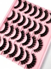 LYBCG 28pairs Cat Eye Eyelashes 3D Natural False Lashes D Curl Fluffy Soft Cross Manga Lashes Wispy Natural Eyelash Halloween Extension Makeup For Cosplay Manga Cat False Lashes - 黑色 - 查看 3