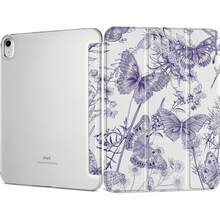 Purple Dreamy Butterfly Pattern Tablet Protective Case,Compatible With Apple IPad 9.7/10.2/10.5/10.9/12.9/Pro/Mini,10th/11th Gen, Air 11inch, Compatible With Samsung Galaxy Tab S6 Lite 10.4 Inch,Soft Anti-Fall Protection,Smart Stand/Automatic Wake Up/Sleep - iPad 保護套紫蝴蝶 - 查看 1