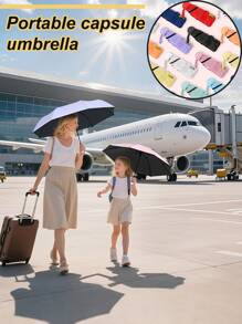 1pc 8-Rib Macaron Color Umbrella, Provides Reliable UV And Rain Protection, Portable Umbrella With Capsule Box Is An Excellent Gift For Lovers, Family And Friends, Made Of Super Flexible, Durable, Windproof, Rust-Proof, Lightweight Material, Suitable For Outdoor Hiking, Camping, Walking, Fishing And Other Activities, All-Season Essential
