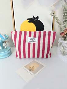 1Pc Stripe Canvas Makeup Bag Stripe Cosmetic Bag Waterproof Women'S Cosmetic Bag Portable Canvas Travel Toiletries Storage Bags Makeup Case Clutch Purse Handbags Small Bag Storage Makeup Case,Travelling Bags For Ladies,Pencil Case Daily Big Large Capacity Makeup Brushes Travel Toiletry Bag Organizer Make Up Bag Makeup Bag Storage Makeup Organizer Makeup Case Makeup Travel Toiletry Organizer Essentials Gifts Storage Zipper Accessories Nail