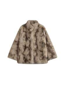 Korean Style Fashionable Faux Fur Midi Coat For Women, Winter - Coffee Brown - View 4