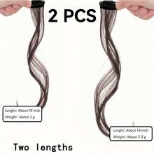 2PCS Synthetic Long Natural False Fringe Bangs Clip In On Front Side Fringe Hair Extension Middle Part Fake Fringe For Women