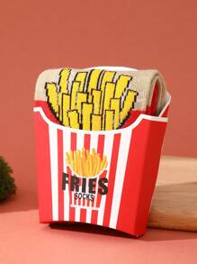 1 双高品质炸薯条袜，男女通用有趣可爱舒适袜子，适合所有季节，个性化彩色袜子增强家庭氛围，原宿嘻哈风格时尚袜子 - 彩色 - 查看 6