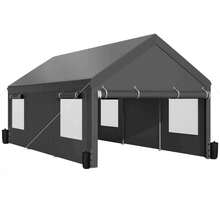 JAMFLY Carport Heavy Duty Car Canopy Garage With Roll-Up Ventilation Windows & Doors, Removable Sidewalls Portable Carport Canopy Waterproof For Cars, Boats, Trucks - Grey - View 9