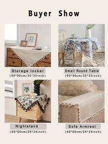 1pc Lovely Ditsy Floral Tassel Tablecloth, Washable Home Dining Table Cover For Spring, Suitable For Kitchen, Living Room, Party, Picnic, Date, Spring/Summer Decor - Multicolor - View 12