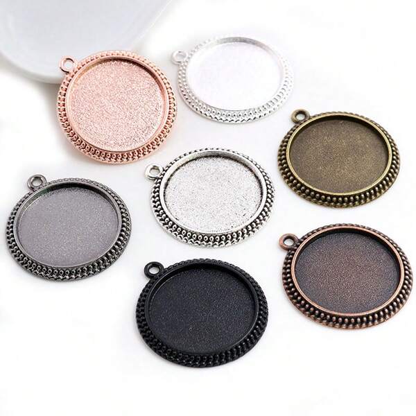 5pcs 25mm Inner Size Simple Pendant Cabochons Blank Base Setting Tray Bezel DIY Jewelry Making Accessories Findings For Necklace Keychains Bracelet