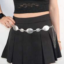 Western Concho Chain Belt For Women Adjustable Metal Waist Chain Belt For Dress Jeans - Bạc - Xem 7