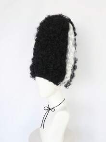 中长款黑色卷曲白条纹假发、哥特新娘假发、女士高耸蜂窝头假发、黑白合成假发、动漫怪物角色假发、派对服装配饰、女士高顶礼帽发型、角色扮演假发、18世纪女王假发、文艺复兴经典复古假发、女士圣诞学校假发、嘉年华音乐节假发、节日主题活动假发、动漫展览假发 - 黑與白 - 查看 5