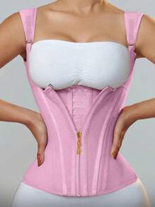 1pc Waist Trainer For Women, Tummy Control Sports Girdle, Workout Body Shaper With Adjustable Shoulder Strap Fajas Waist Cincher Corset Shapewear Body Shaper With Zipper Hook