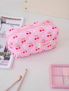 1 件/套 红色樱桃印花绗缝化妆包，时尚可爱多功能便携大容量拉链化妆包，化妆包，小型化妆包，化妆盒，可爱化妆包，化妆包，卫生巾包，情人节礼物，有线耳机，旅行化妆包，护肤化妆品和美容包，护士化妆包，节日礼物，返校礼物 - 粉色 - 查看 8