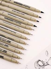 6/12 支/套学生细线笔、黑色防水勾边笔、动漫绘图笔、设计与艺术素描笔套装，适用于学校用品、返校 - 針管筆套裝 - 查看 3
