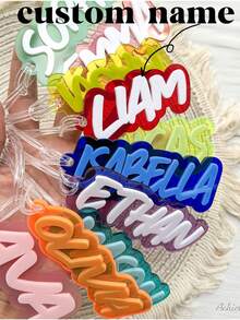 Personalized Name Tags For Backpacks Luggage Diaper Bags, Children's Name Keychains, Customizable Waterproof Labels - Multicolor - View 1