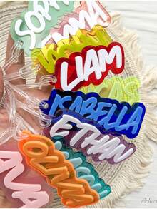 Personalized Name Tags For Backpacks Luggage Diaper Bags, Children's Name Keychains, Customizable Waterproof Labels - Multicolor - View 11