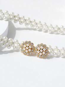 1 Girl's Flower Rhinestone Pearl Waist Corset - Beige - View 4