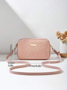 Fashionable Casual Girl's Crossbody Bag, With Detachable Woven Strap, Comfortable Texture, Embroidered Wavy Pattern, Exquisite Decoration & Classic Design, Niche & Versatile - Pink - View 2