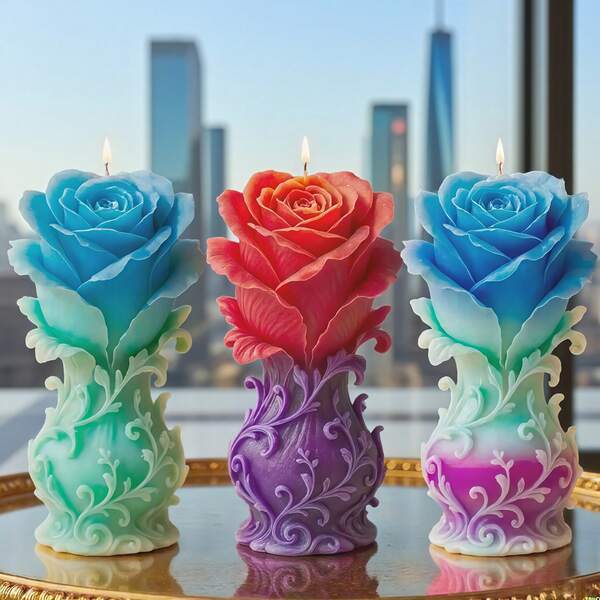 Fantasy Flower Silicone Candle Mold Easy Release, Reusable & Durable For DIY Crafts, Epoxy Resin, Wedding Favors, Soap Making, Home Decor (Artists, DIY Enthusiasts)