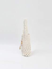 BAILEE Fashionable Colorful Polyester Yarn Hand-Woven Pattern Handbag With Ocean Pendant, Suitable For Vacation - White - View 5