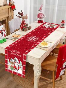 1 Stück Weihnachts-Tischläufer aus Leinen, Weihnachtsmann & Weihnachtsbaum & Schneemann Weihnachts- & Eichenrot Blumen Muster, versiegelter Leinenrand (Verpackung), Tischdecke, Tischflagge für fröhliche Weihnachten, Winterferien Heim Dekorationen, Tischschmuck, Weihnachtsgeschenk Tischdecke, Weihnachtsschmuck, 2025 Weihnachtsgeschenke 2026 Neujahr Dekoratives