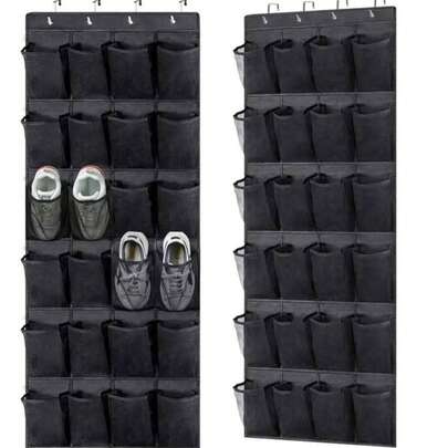 Sapateira de porta com 14/24/35 bolsos grandes em tela, ideal para armários, entradas, quartos, banheiros e despensas. Comporta tênis masculinos, sapatos de salto alto femininos e chinelos. Feita em tecido Oxford resistente, oferece alta capacidade de armazenamento, otimiza o espaço e possui fundo em tela. Uma ótima opção para presente.