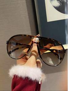 1pc Vintage Oversized Double Bridge Frame Glasses, Versatile For Women, Summer Beach, Outdoor, Travel - Nhiều màu - Xem 3