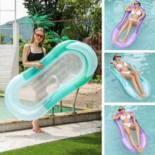 1pc Inflatable Swimming Pool Float With Headrest, Adult Sunbathing Lounger Floating Mat, Suitable For Summer Swimming Pool, Lake, Beach Party