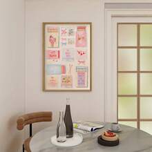 1 幅 Coastal Matchbox 粉彩墙面艺术画复古火柴盒帆布印刷画复古粉色火柴海报美学装饰适用于卧室、客厅、宿舍公寓墙壁装饰，无框