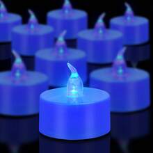 12/24/48pcs Flameless LED Candles Lights, Battery Powered Tealight, Romantic Tea Candles For Birthday Party Wedding Decorations, Home Decor, Candle Warmer, Gift, Fake Candles,Home Decor,Gift,Led Candles,Fake CandlesCandle Lights Gifts Graduation - 藍色 - 查看 2